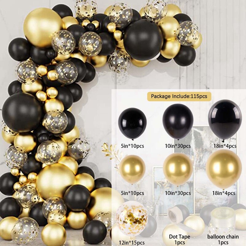 Birthday Black Gold Balloon Garland Arch Kit Happy 30 40 50 Birthday Party Decoration Adults Baby Shower Balloon Supplies PartyDecorHQ