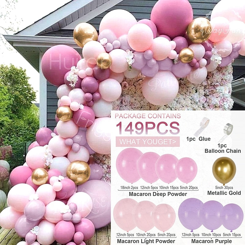 Purple Pink Balloons Garland Arch Kit Macaroon Latex Ballons Wedding Birthday Party Decor Kids Adult Girl Baby Shower Ballon Inflatable Decorations