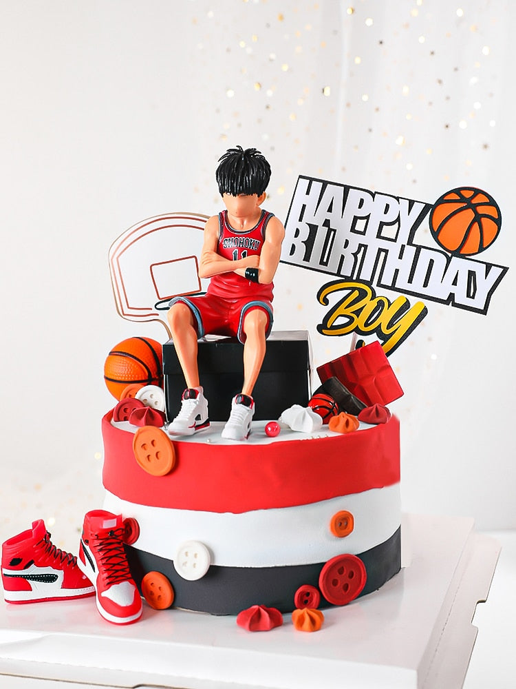 Basketball Theme Cupcake Topper Boy Happy Birthday Party Cake Baking Decoration Supplies gift 