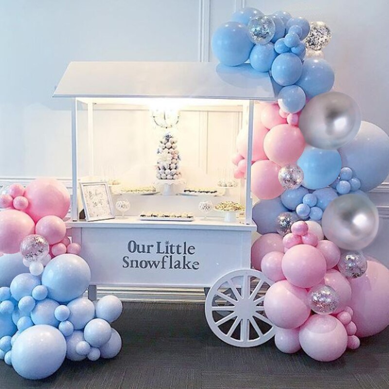 Balloons Arch Set Blue Pink Silver Confetti Balloon Garland Wedding Birthday Party Baby Baptism Shower Decoration Inflatable Decorations