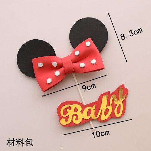 Creative Baby Happy Birthday Cute Mice Ear Number Cake Topper for Kids Birthday Party Cake Decorating Supplies Baby Shower PartyDecorHQ