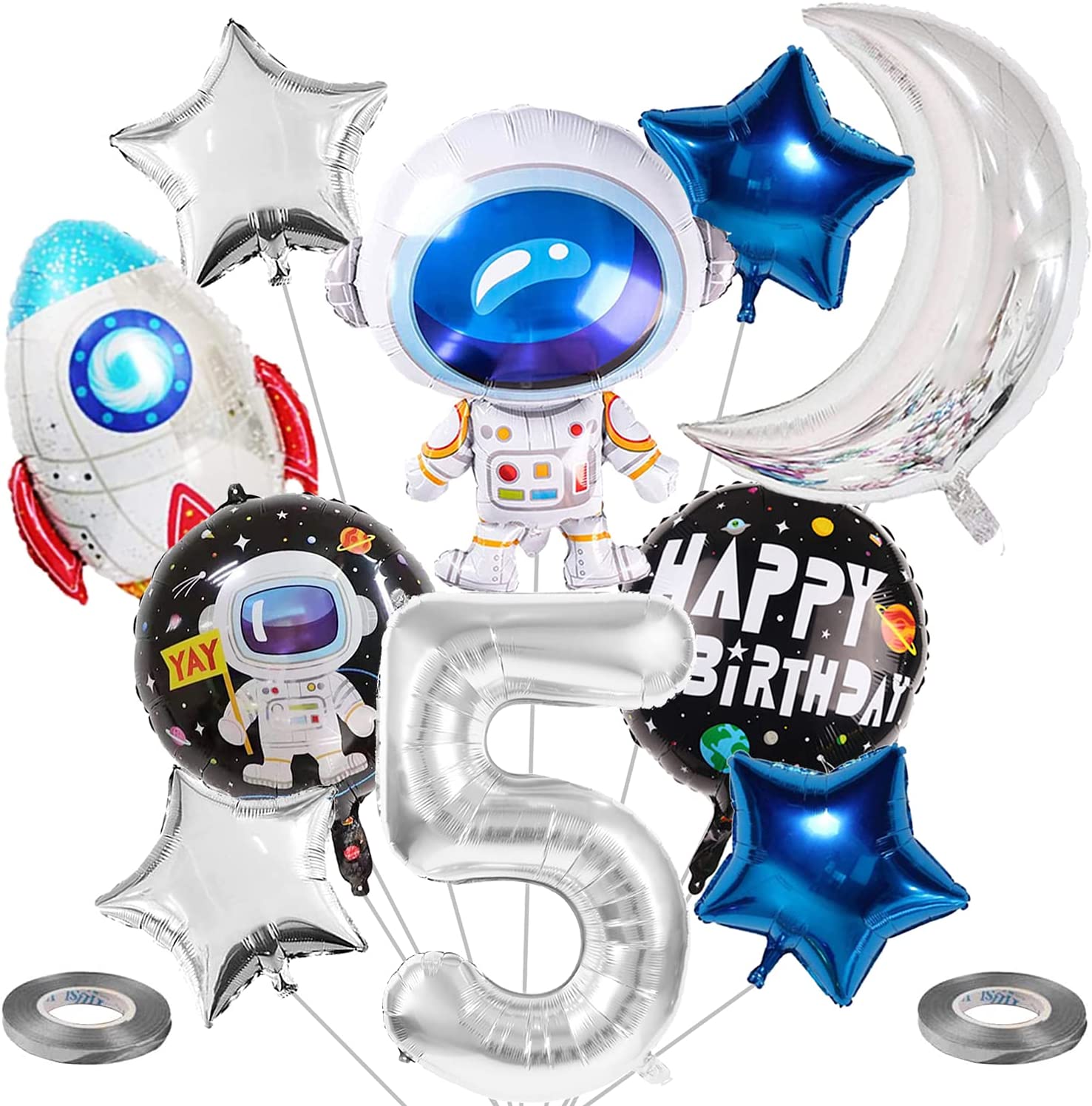 Outer Space Balloon Garland Kit Party Decorations Rocket Balloons Star Number Themed Birthday Supplies Inflatable