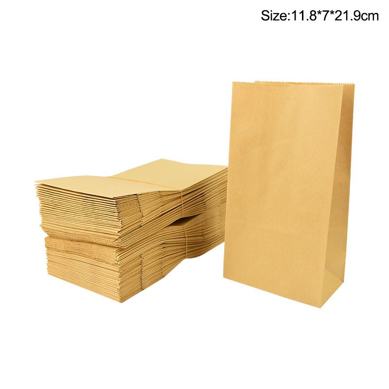 pcs Fine Kraft Paper Bag Gift Biscuit Candy Food Cookie Bread Seen Snack Baking Environmentally Dry Packaging Bags 