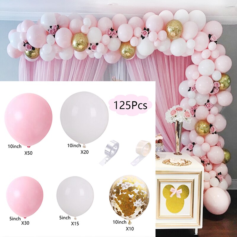 Pcs Balloons Arch Set Pink White Confetti Balloon Garland Wedding Baby Baptism Shower Birthday Party Decoration Inflatable Decorations