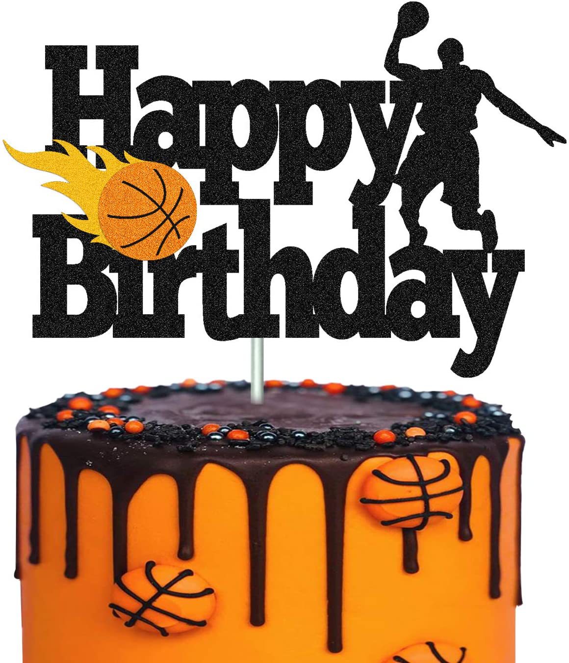 Cake Topper Boy Man Basketball Happy Birthday Cupcake Toppers Party Dessert Wedding Decoration Baby Shower Baking Supplies DIY 