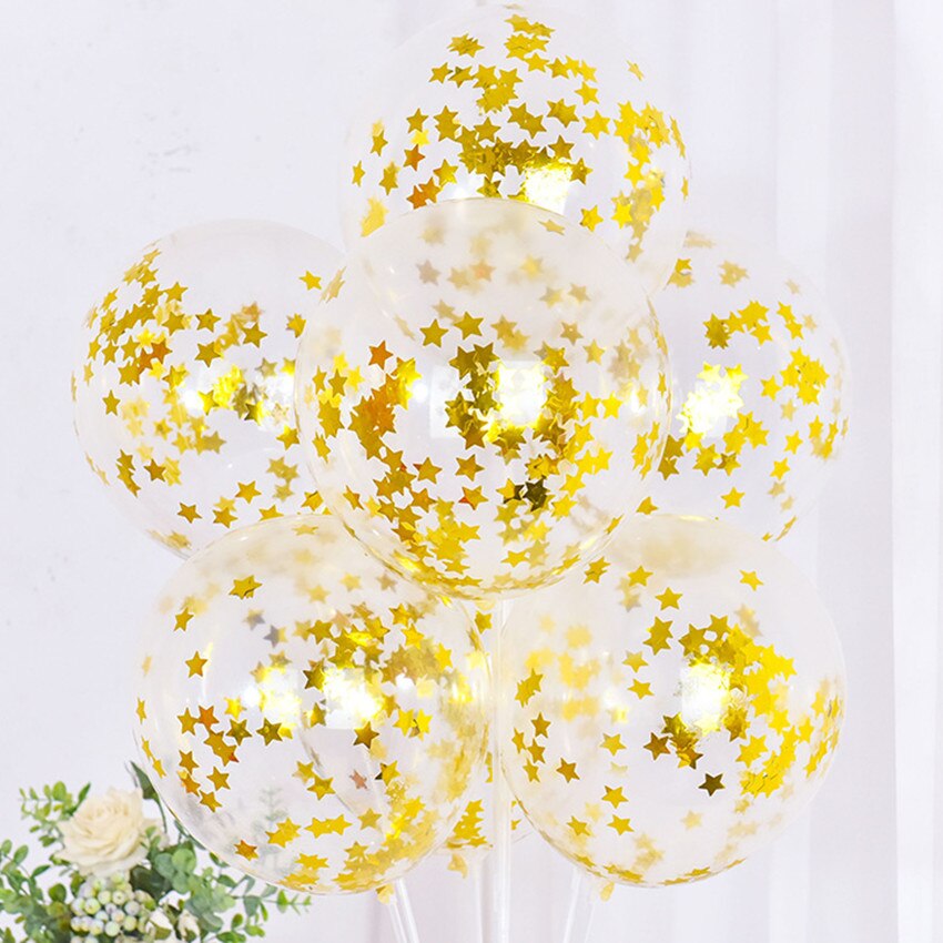 pcs Transparent Gold Star Round Confetti Latex Balloons Baby Shower Birthday Party Valentine's Day Wedding Decoration Globos 