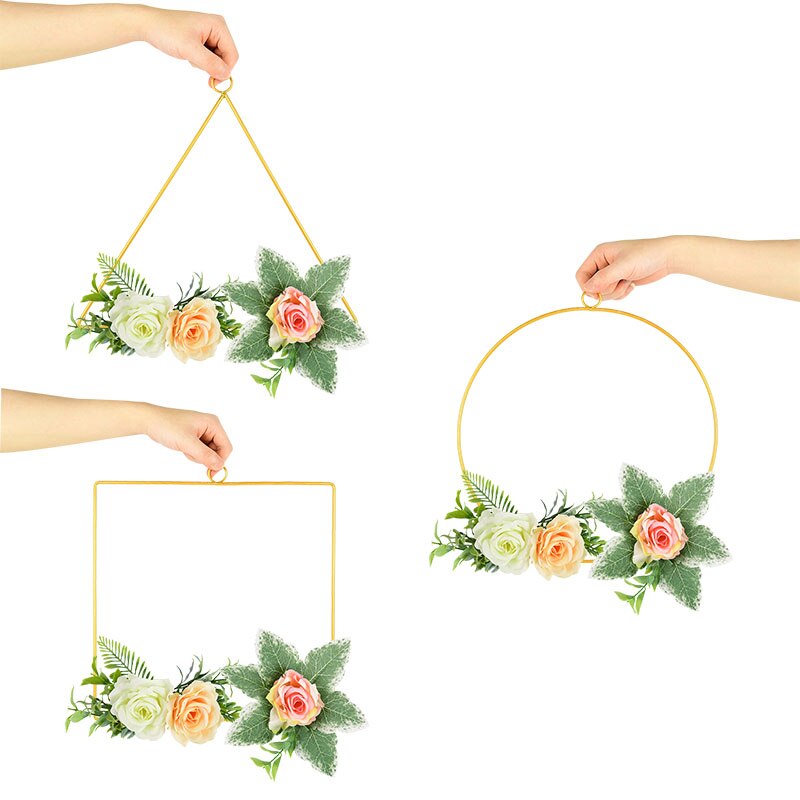 Pc cm Iron Gold Metal Ring Portable Garland Baby Shower Wedding Bride Flowers Wreath Handmade Catcher Hoop Decor Inflatable Party Decorations