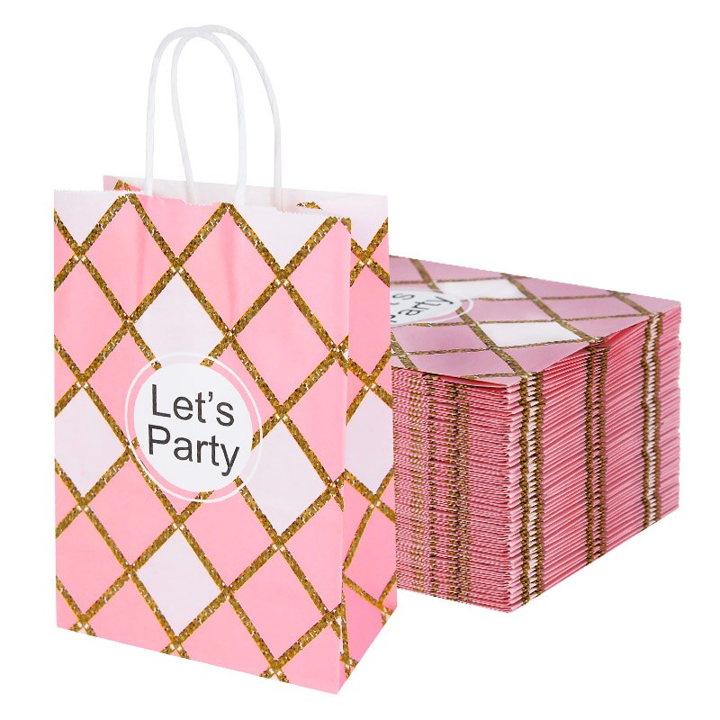 pcs Party Paper Bags Black Gold Pink Candy Gift Bag Handle Wedding Birthday Festival Favor Packaging 