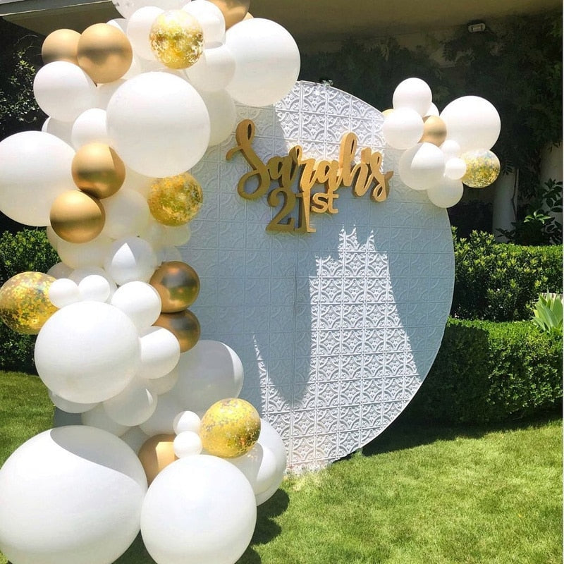 pcs/Set Matte white Gold Metallic balloons garland arch kit baby Shower wedding birthday party Chrome Balloon Decoration kids Inflatable Party Decorations