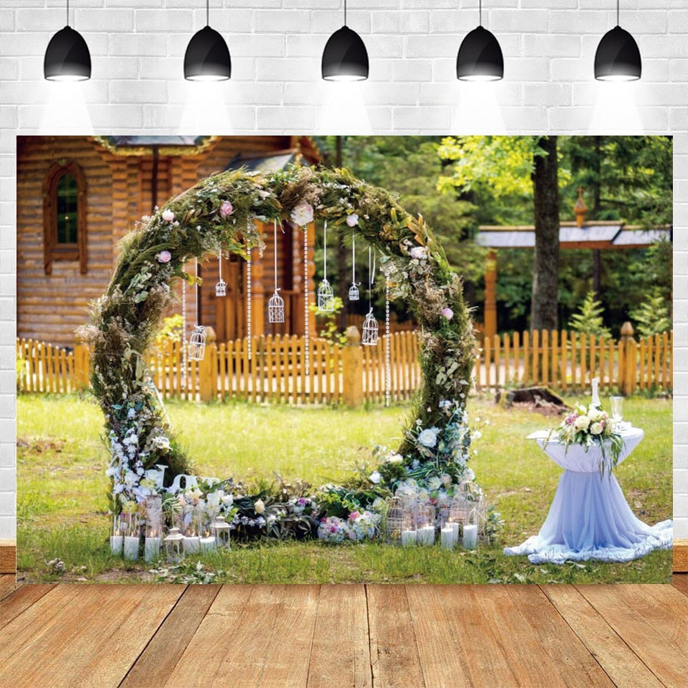 Wedding Scenes Floral Photography Backdrop Baby Birthday Bridal Shower Ceremony Decor Background Photo Shoot Banner Props 