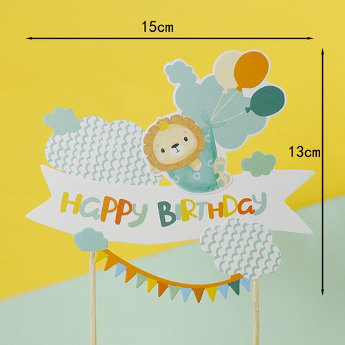 Safari Animals Cake Topper Decoration Happy Birthday Set Jungle Kids Lion Doll 