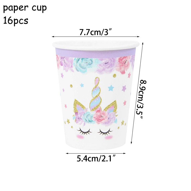 Unicorn Birthday Decoration Disposable Tableware Set Paper Plates Cups Napkins Kids Party Baby Shower Supplies 