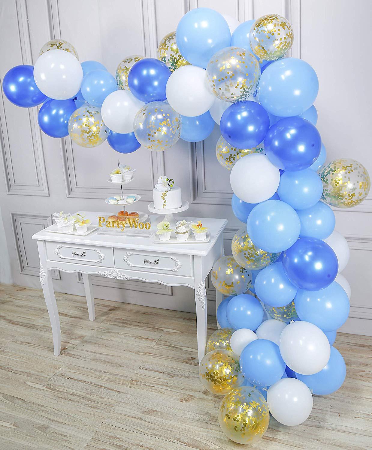 PCS Party Decoration Blue White Latex Balloon Set Confetti Baby Shower Boys Girl Birthday Supplies 