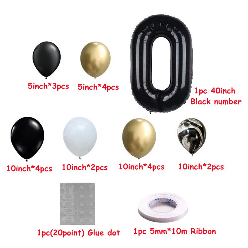 pcs inch Black Number Chrome Agate Set Figures Globos Baby Shower Birthday Party Metallic Decor Balloon 