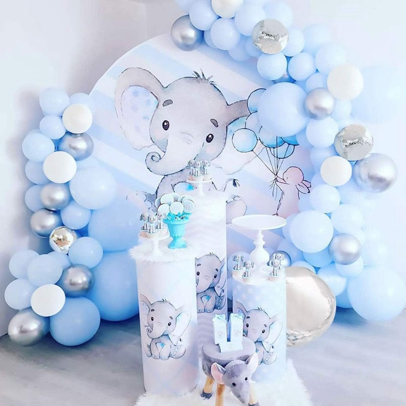 Blue Birthday party Decoration Silver Balloon Garland Arch Kit Baby Shower Anniversary Wedding Engagement Party Supplies Inflatable Decorations