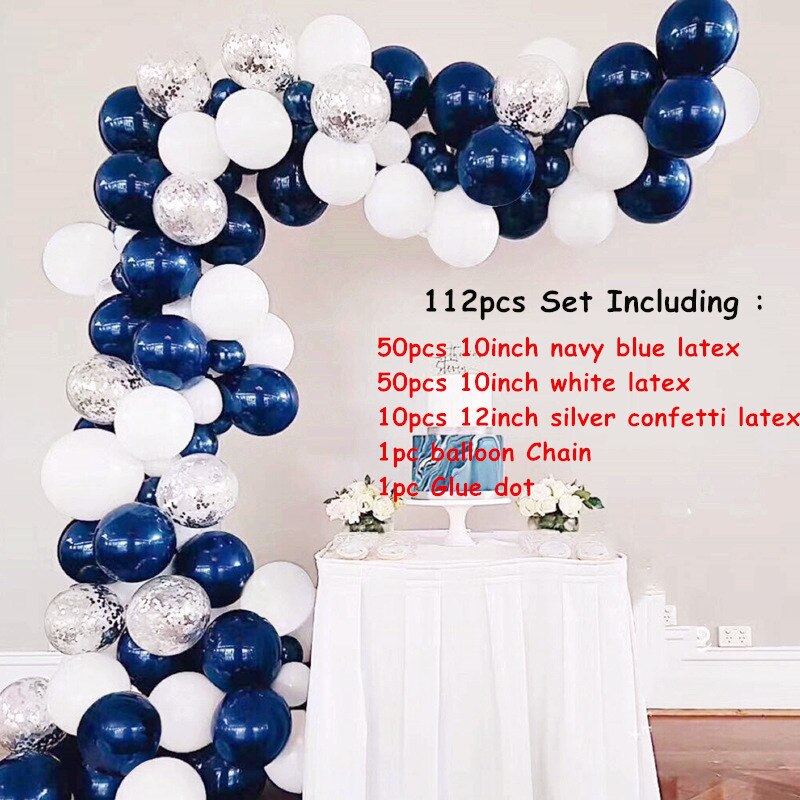 Balloon Garland Arch kit pcs ft Long Navy Blue White Silver Confetti Balloons Baby ShowerWedding Birthday Party Decoration Inflatable Decorations