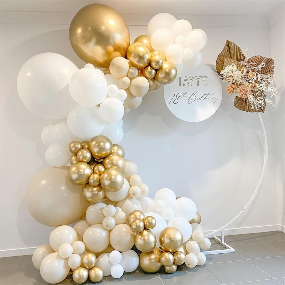 pcs Metallic Metal Chrome Gold Balloon Garland Arch Kit White Latex Balloons Baby Shower Wedding Birthday Party Decorations Inflatable