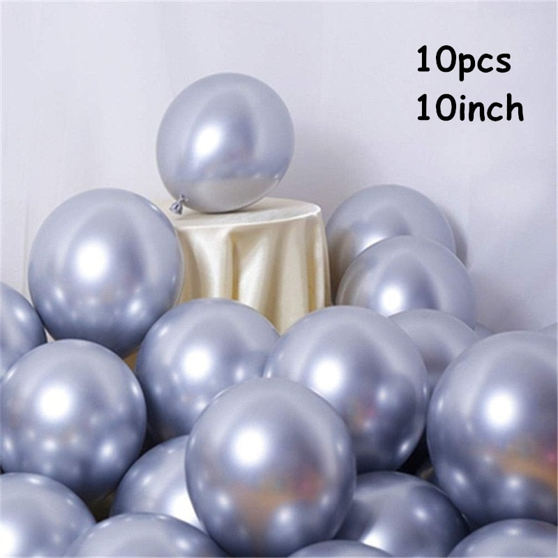 Large Silver Black Helium Number Balloons confetti Latex Ballon Wedding Decoration Baby Shower Birthday Party Metal Decor Globos PartyDecorHQ