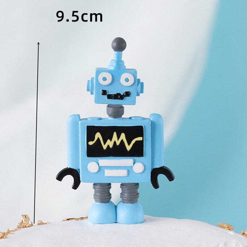 Cake Topper Baking  Punk City Mechanical Gear Birthday Card Plug-in Steam Robot Soft Pottery Doll Cake Decoration Party Supplies PartyDecorHQ