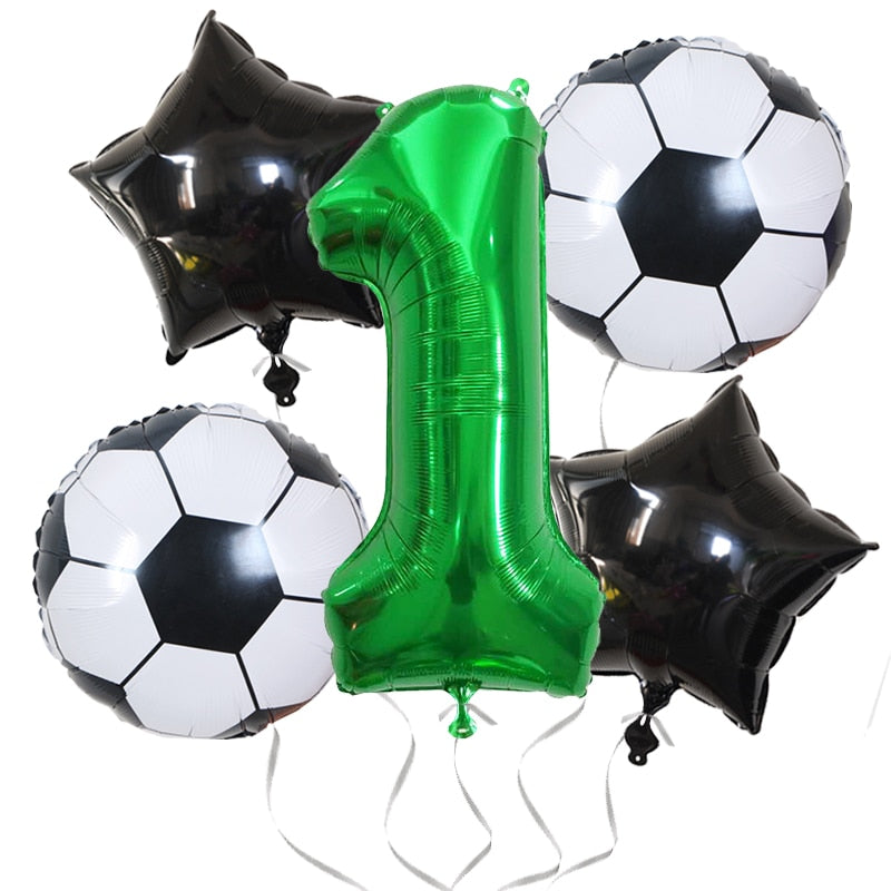 Football Balloons Birthday Party Decorations Foil Globos Kids Boy Cup Number Balloon Ball Soccer Sports Supplies 