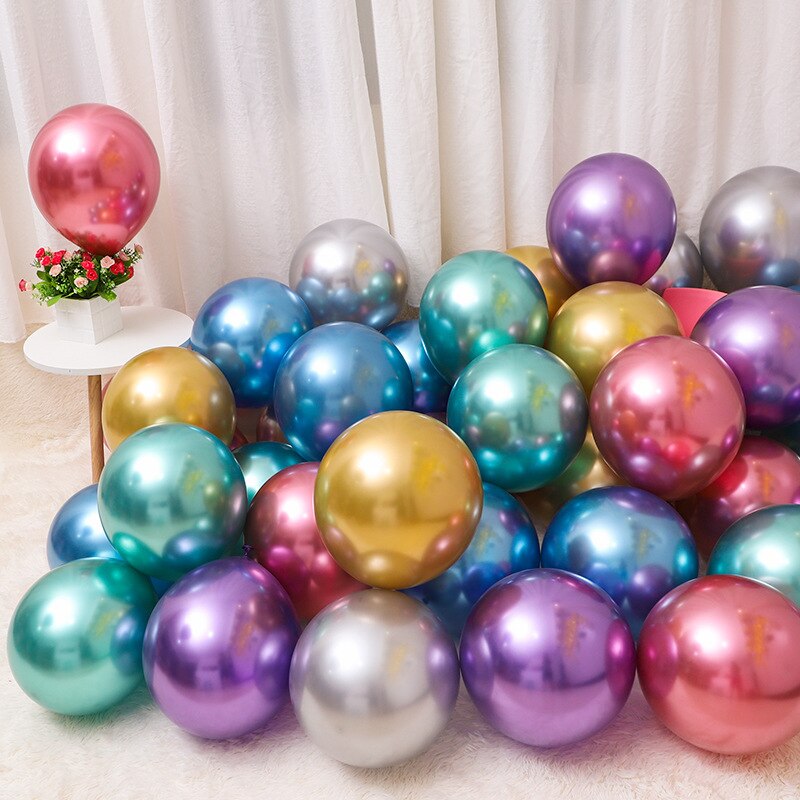 pcs Metal Balloons Happy Birthday Party Decoration Globos Chrome Latex Balon Baby Shower Wedding Valentine's Day Decor 