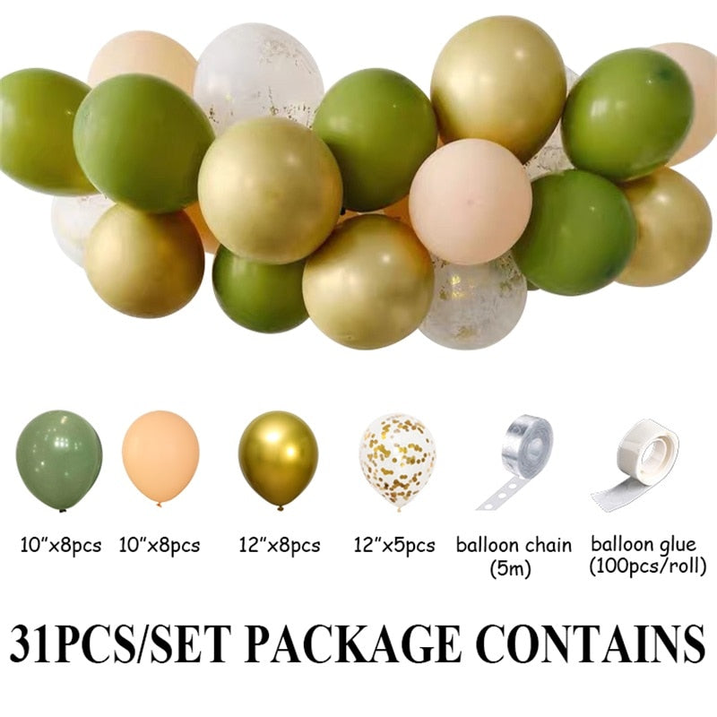 Set pcs Avocado Green Mix Gold Confetti Balloons Garland Monstera Leaf Country Wedding Party Decorations Balloon Arch Inflatable