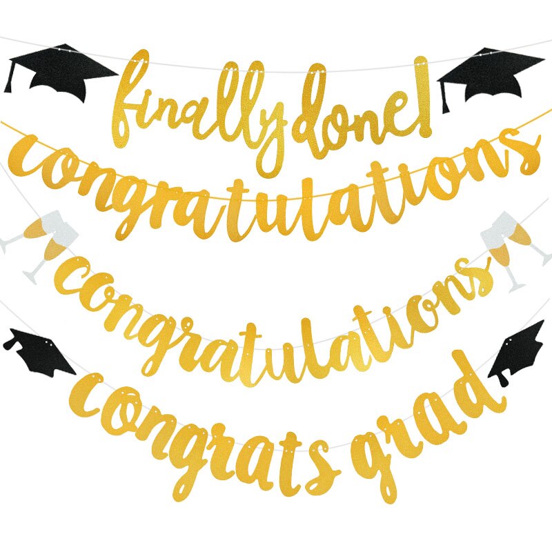 Gold Glitter Congrats Doctor Banner Grad Sign Medical Graduation College Party Bunting Decor 