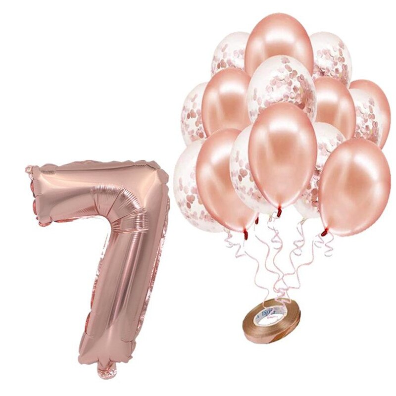 pcs/lot Rose Gold Number Foil Balloons Happy Birthday Baby Shower Kids st Party Decorations Balloon 