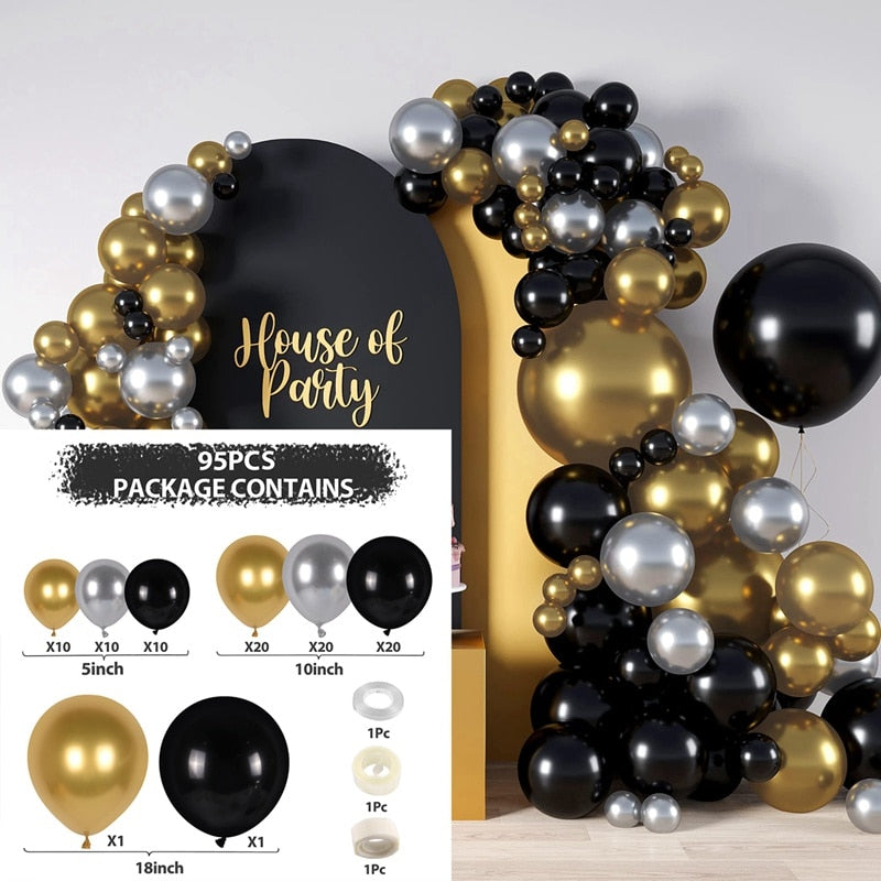 Birthday Black Gold Balloon Garland Arch Kit Happy 30 40 50 Birthday Party Decoration Adults Baby Shower Balloon Supplies PartyDecorHQ