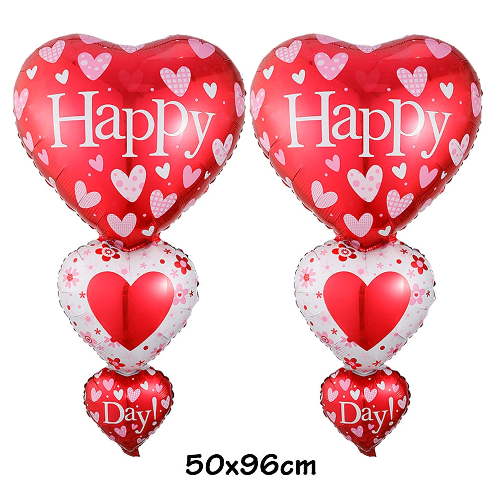 Pcs Red Heart Balloons Foil Heart-to-heart Anniversary Wedding Decorations Valentines Day Gifts Bridal Party Backdrop 