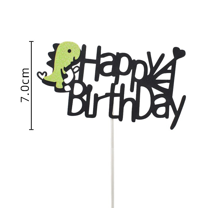 Cartoon Baby Green Yellow Dinosaur Soft pottery trees Boy's Birthday Cake Topper Dessert Decoration Decor 