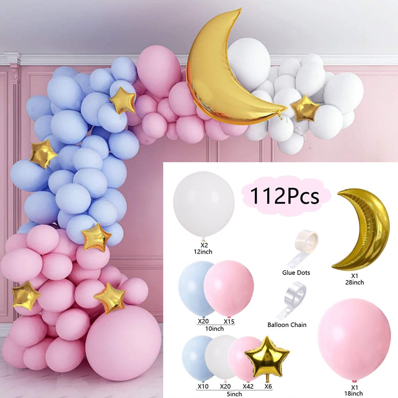 Balloon Arch Set Pink Blue White Confetti Garland Wedding Baby Baptism Shower Birthday Party Balloons Decoration Inflatable Decorations