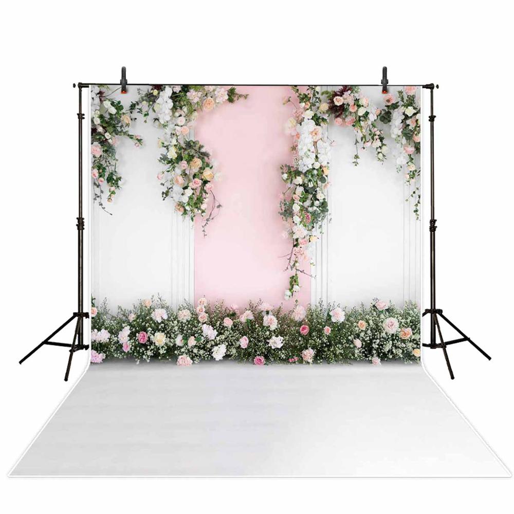 White Flowers Wedding Photography Photophone Pure newborn Photocall Backdrop Baby Photo Studio Clean Ground Background 