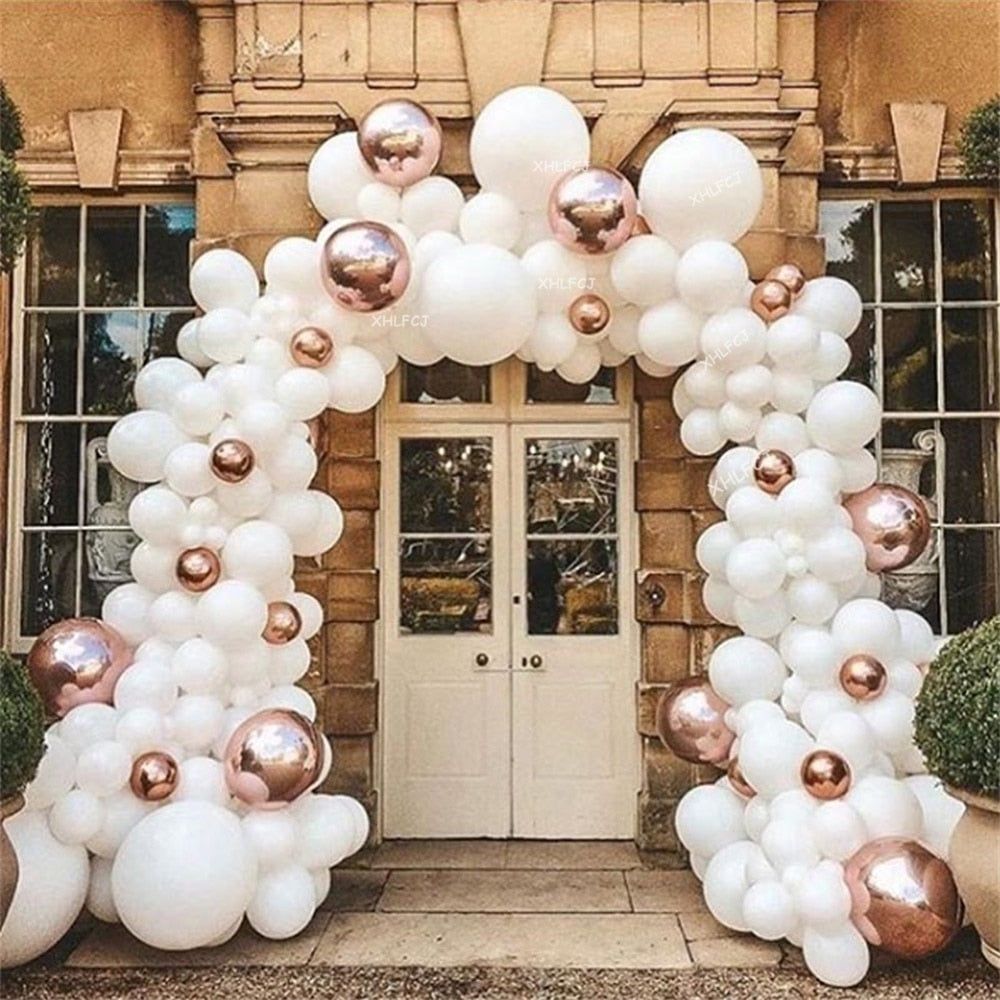 pcs/lot white Balloon Garland Rose gold Chrome Latex Balloons Arch kit Metallic Balon Wedding Birthday Party Decoration Inflatable Decorations