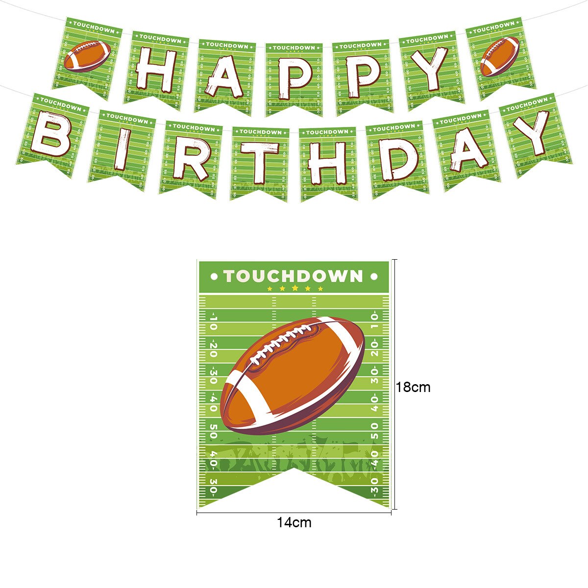 Rugby Theme Birthday Balloon Set Happy Banner Football Latex Cake Topper Boy Girl Party Decoration 