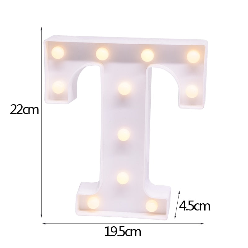 DIY LED Letter Numbers Night Light Wall Hanging Decoration Wedding Birthday Party Alphabet Digit Symbol Sign without Battery 