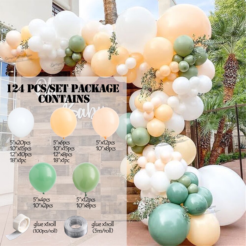 Pcs Retro Bean Avocado Green Latex Balloon Garland Kit Arch Kids Birthday Wedding Decorations Home Decors Jungle Party Globos Inflatable