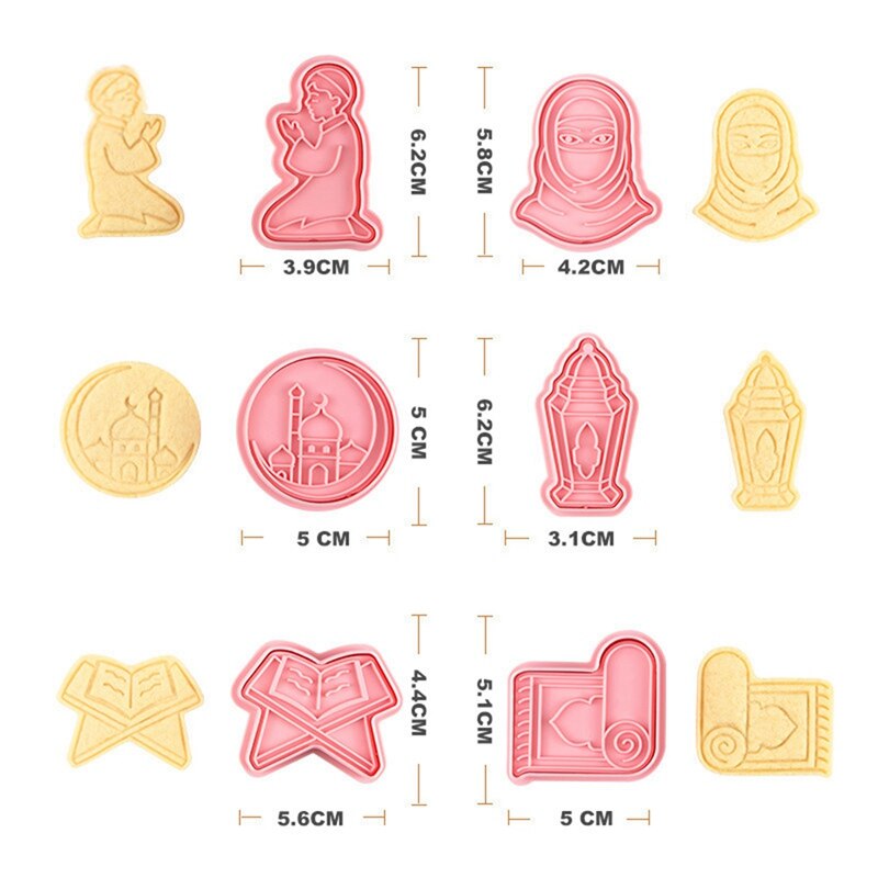 8/6pcs Eid Mubarak Biscuit Mold Cookie Cutter Set DIY Cake Baking Tools Islamic Muslim Party Ramadan Kareem Decoration Supplies PartyDecorHQ