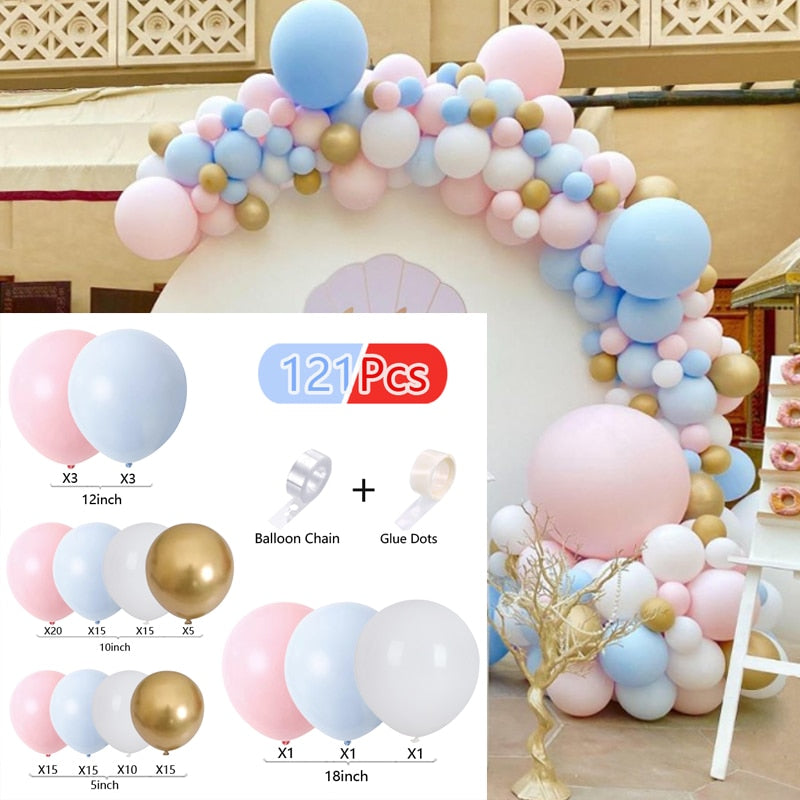 Balloons Arch Set Pink White Green Baloon Garland Baby Baptism Shower Balloon Kit Birthday Party Wedding Decoration 