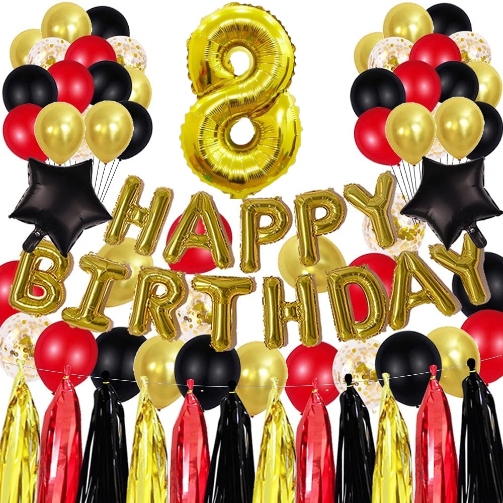 pcs Golden th Birthday Party Decorations inch Letter Balloons Banner Tassels Garland Number Latex Balloon 