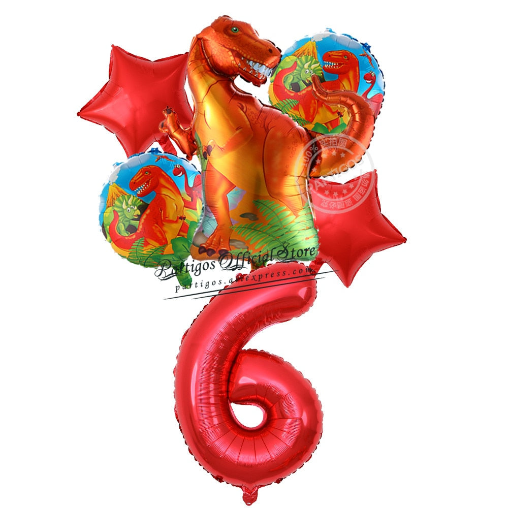 set Dinosaur Foil Balloons inch foil Number Globos Party Jungle Jurassic dragon boys Birthday Decors 