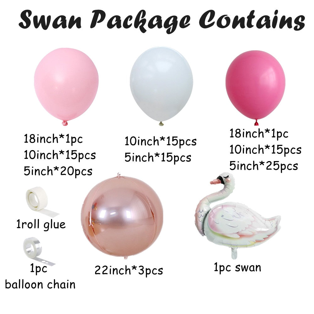 Swan Balloon Garland Arch Kits Pink Rose Latex Balloons White Helium Ballon Wedding Birthday Party Decor Backdrop Globos Inflatable Decorations