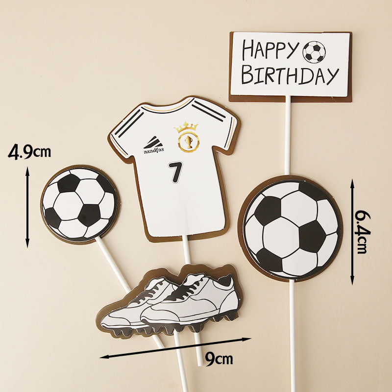 World Cup Football Basketball Cake Topper Happy Birthday Theme Style Kid Boy Party Soccer Decoration Supplies Flags 