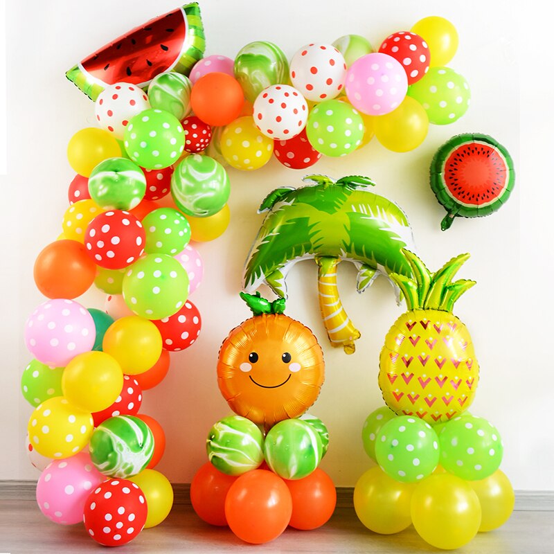 Balloon Arch fruit Garland Chrome Metallic Balloons Pink Globos Happy Birthday Summer Party Decorations Wedding Baby shower Inflatable