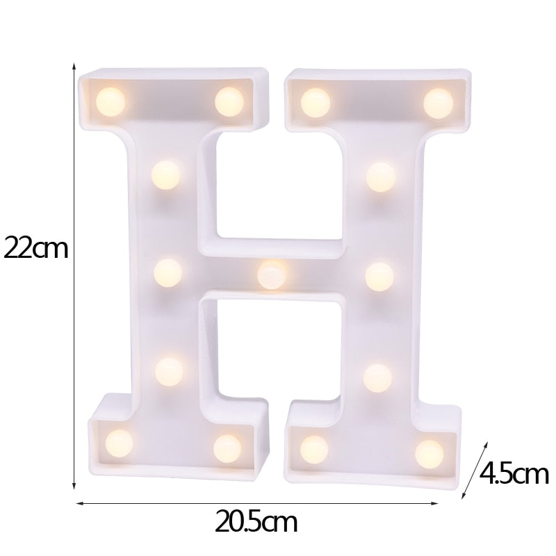 DIY LED Letter Numbers Night Light Wall Hanging Decoration Wedding Birthday Party Alphabet Digit Symbol Sign without Battery 