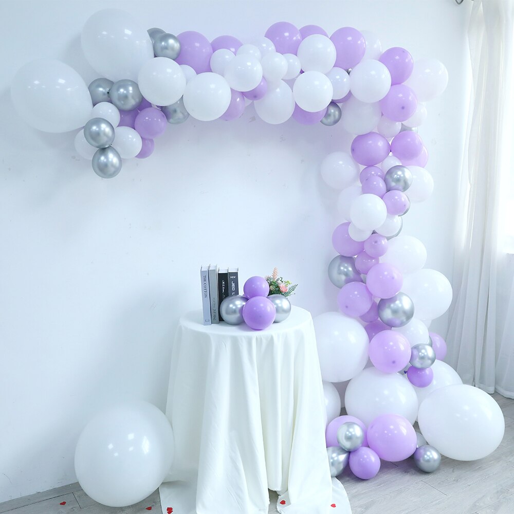 100Pcs Pastel Balloon Garland Arch Kit Purple Balloons Birthday Wedding Bridal Baby Shower Anniversary Party Decoration Supplies PartyDecorHQ