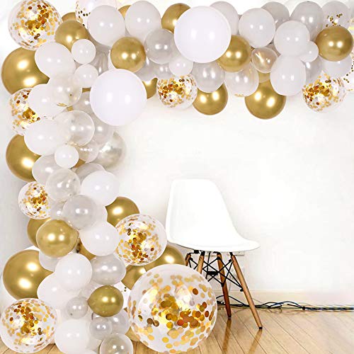 pcs Balloon Arch Garland kit Gold Confetti Silver White Balloons Bridal Baby Shower Wedding, Birthday, Graduation Inflatable Party Decorations