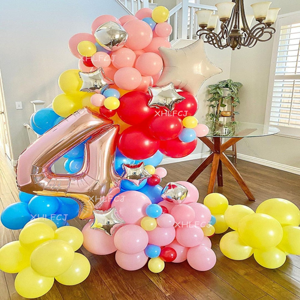 pcs Pink Orange Blue Red Yellow Balloon Garland Arch Kit '' Number Balloons Birthday Party Decoration Baby Shower Supplies Inflatable Decorations