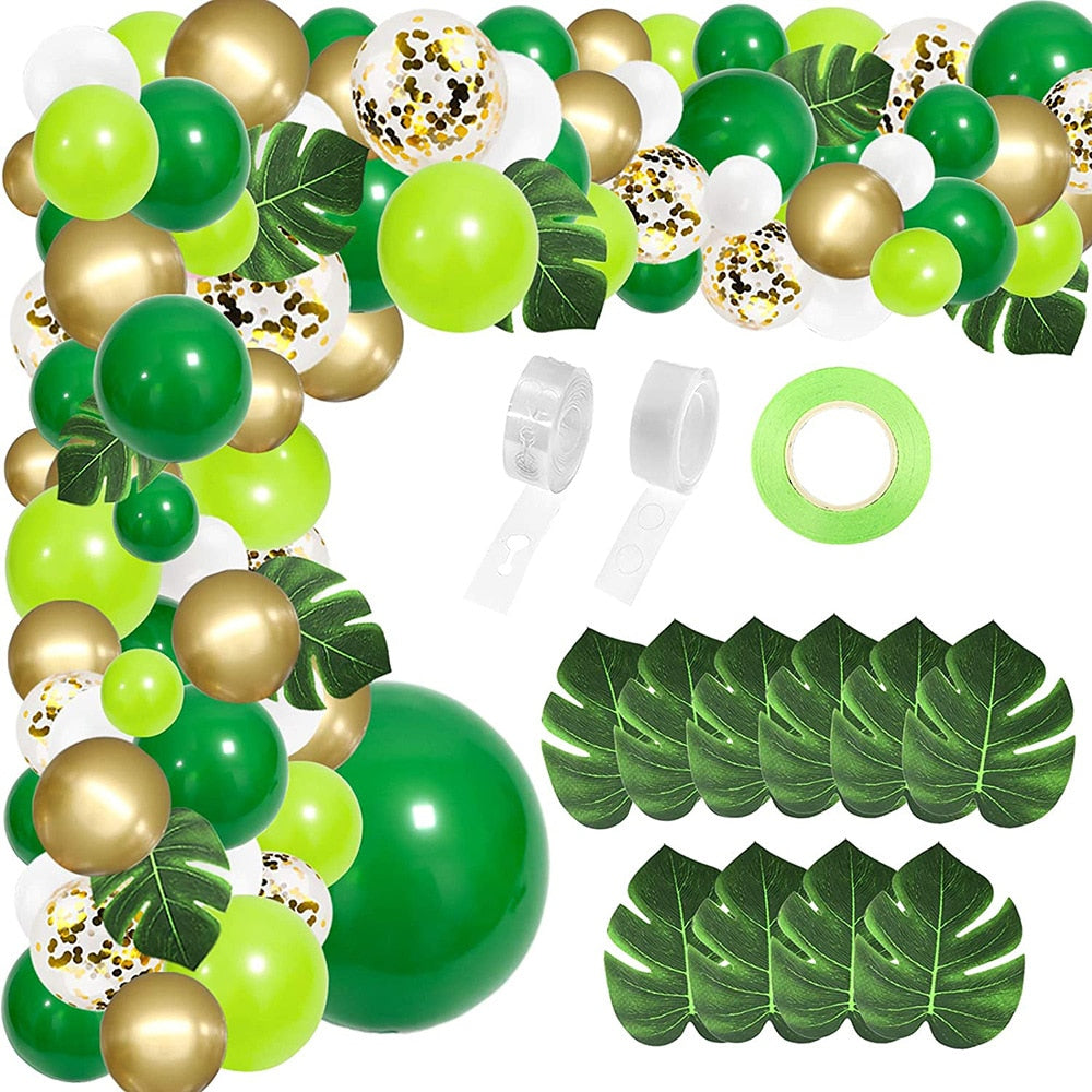 Green Jungle Theme Balloon Garland Arch Kit Gold Metal Latex Boy Girl Baby Shower Birthday Party Decoration Inflatable Decorations