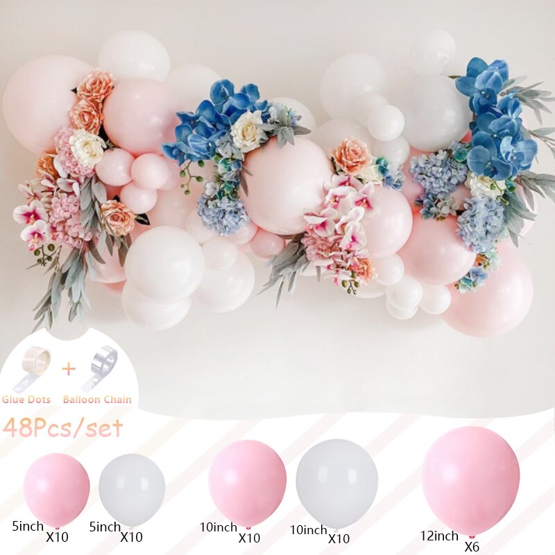 Balloons Arch Set Pink White Balloon Garland Baby Baptism Shower Wedding Kit Birthday Party Decoration Inflatable Decorations